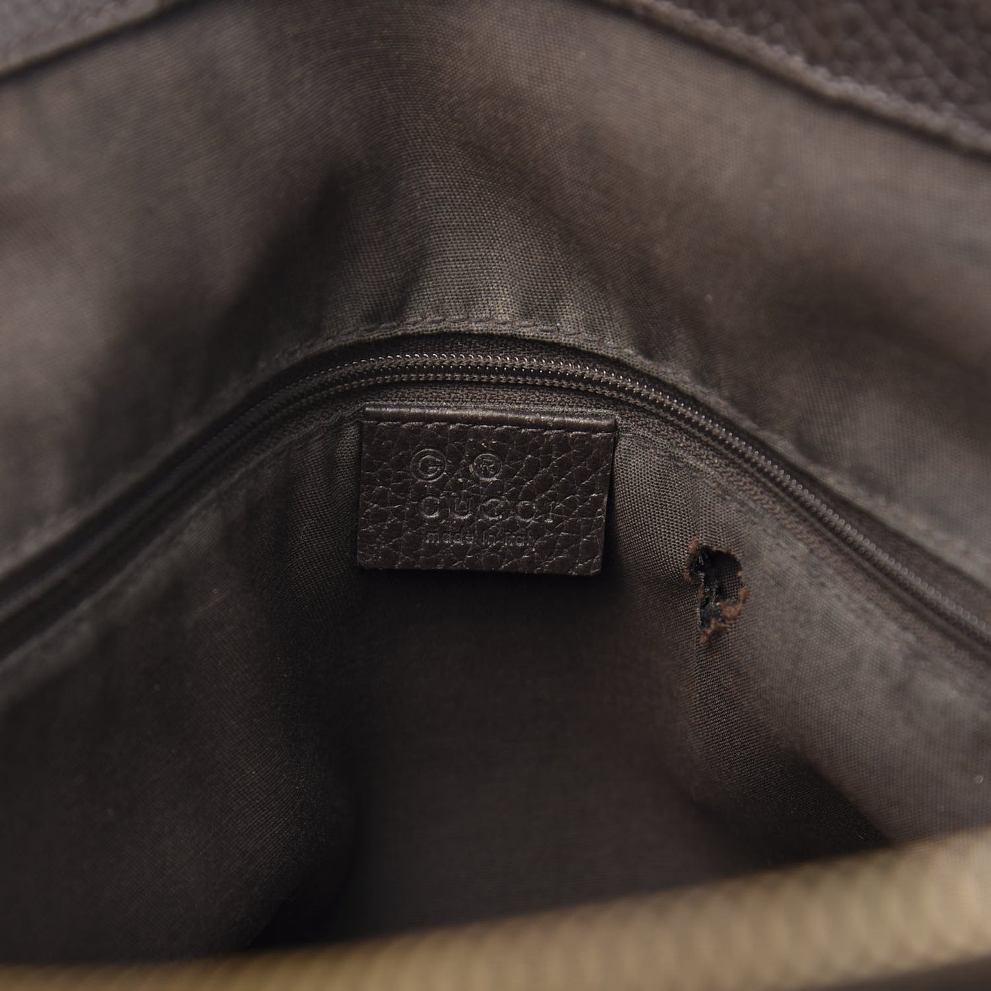 Pebbled Calfskin Medium GG Convertible Dome Satchel Dark Brown