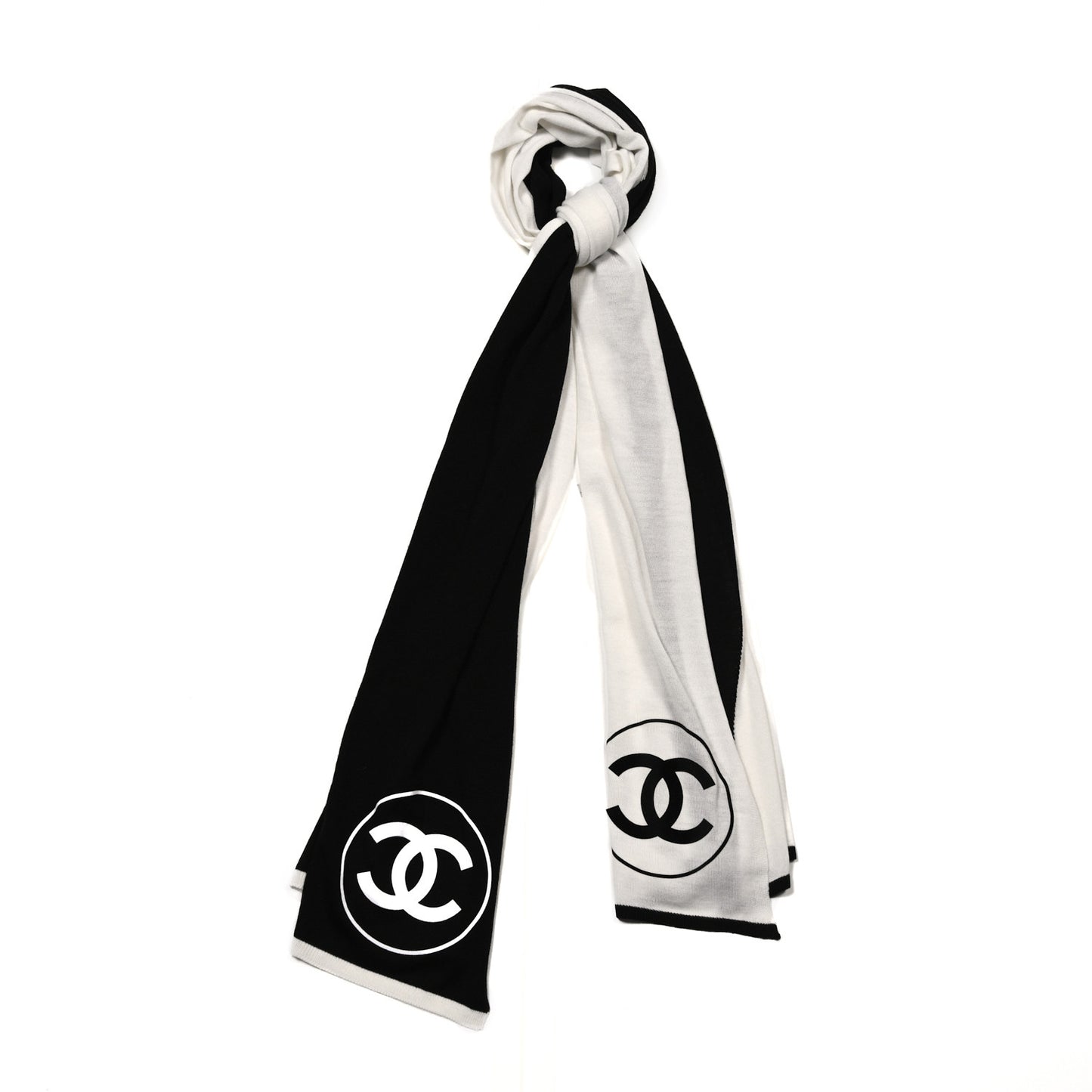 Wool CC Scarf Black White