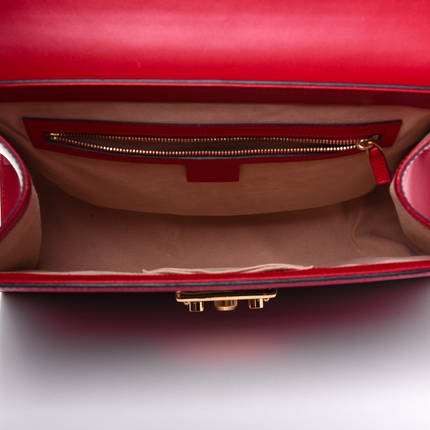 Guccissima Signature Medium Padlock Top Handle Bag Hibiscus Red