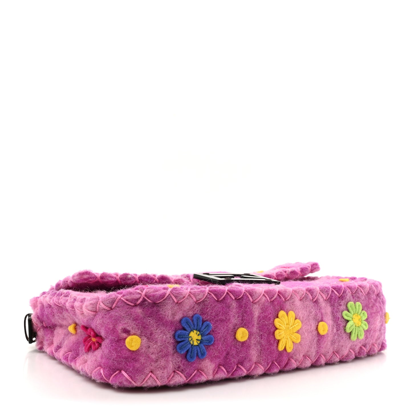 Felt Flower Applique Baguette Pink Multicolor