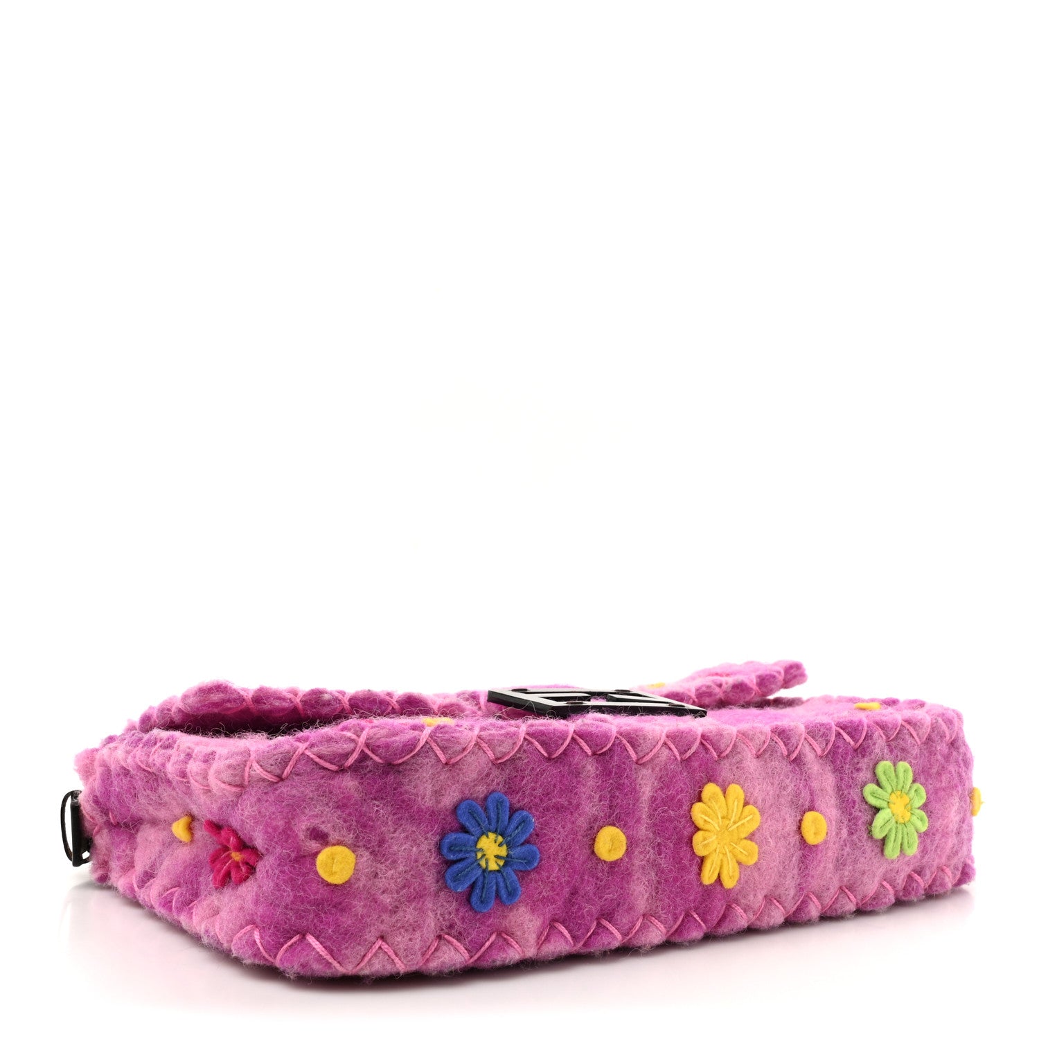 Fendi Felt Flower Applique Baguette Pink Multicolor 4 of 9