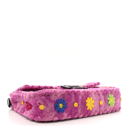 Fendi Felt Flower Applique Baguette Pink Multicolor 4 of 9