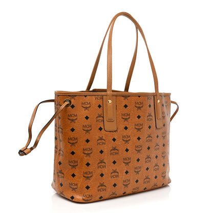 MCM Visetos Medium Liz Reversible Shopper Tote Cognac 5 of 17