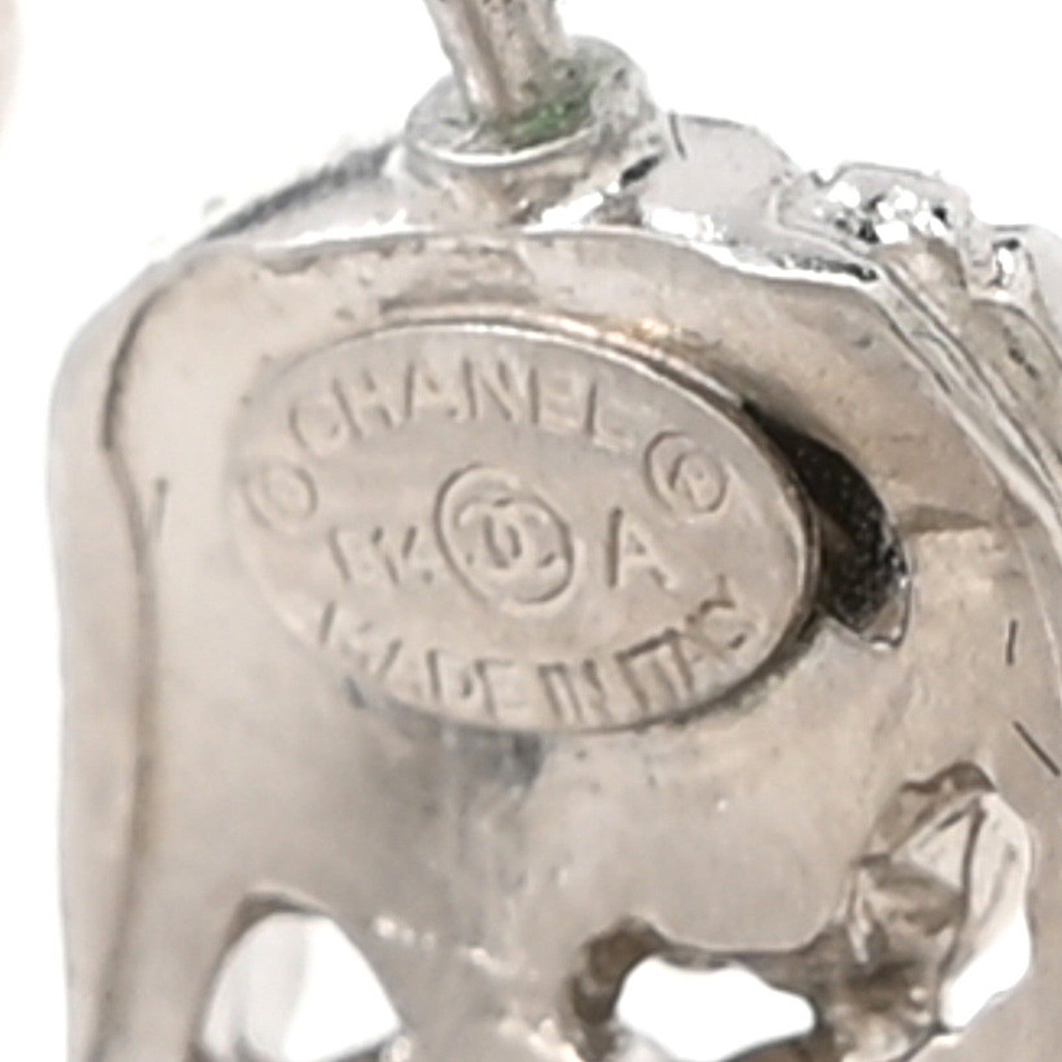 Chanel CC Camellia Hoop Earrings Silver 4 of 5