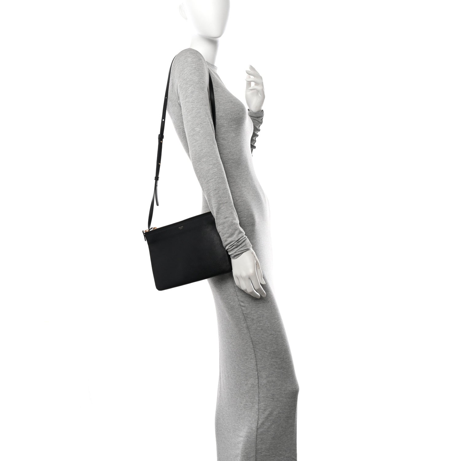 Celine Lambskin Large Trio Crossbody Bag Black 2 of 10