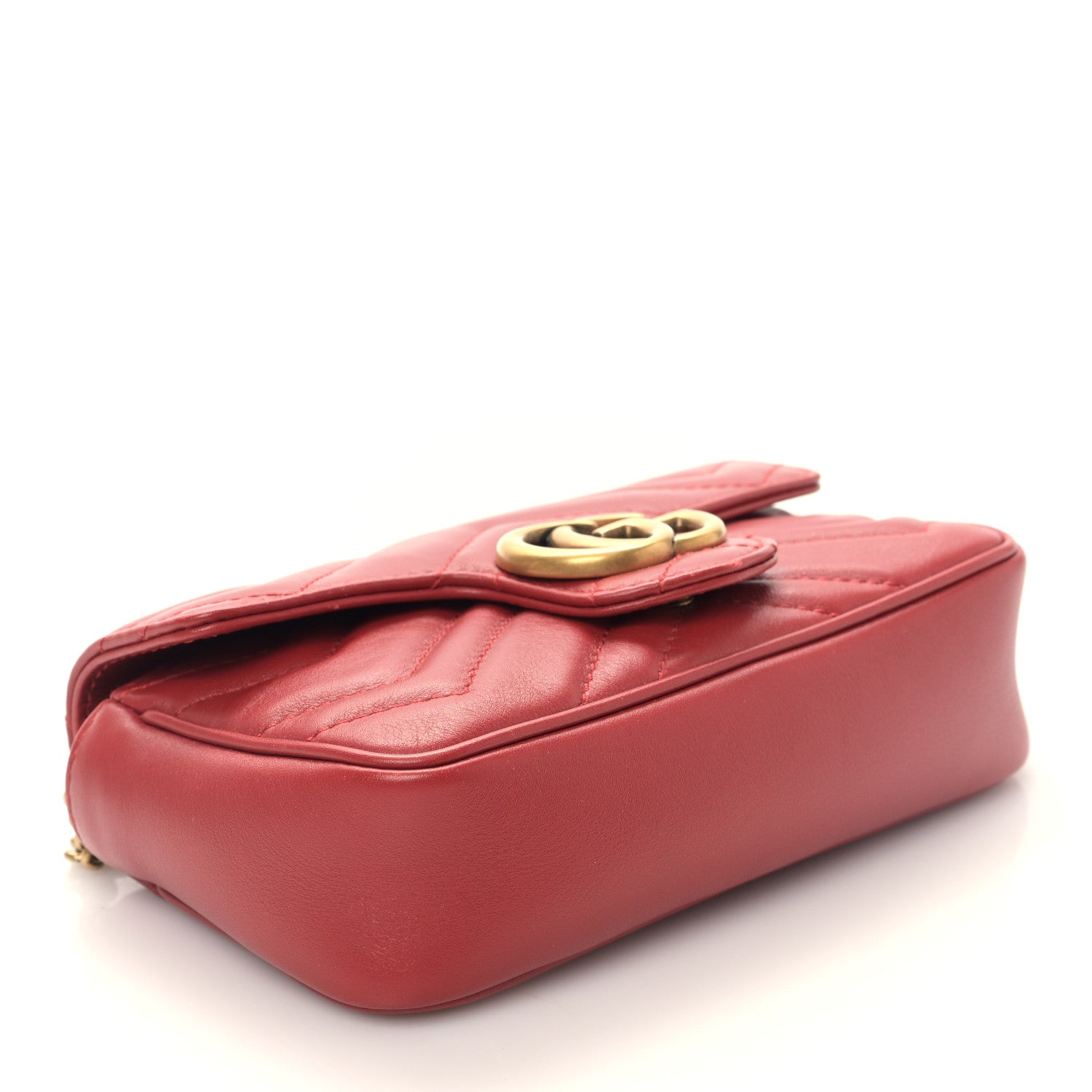 Gucci Calfskin Matelasse Super Mini GG Marmont Shoulder Bag Hibiscus Red 4 of 11