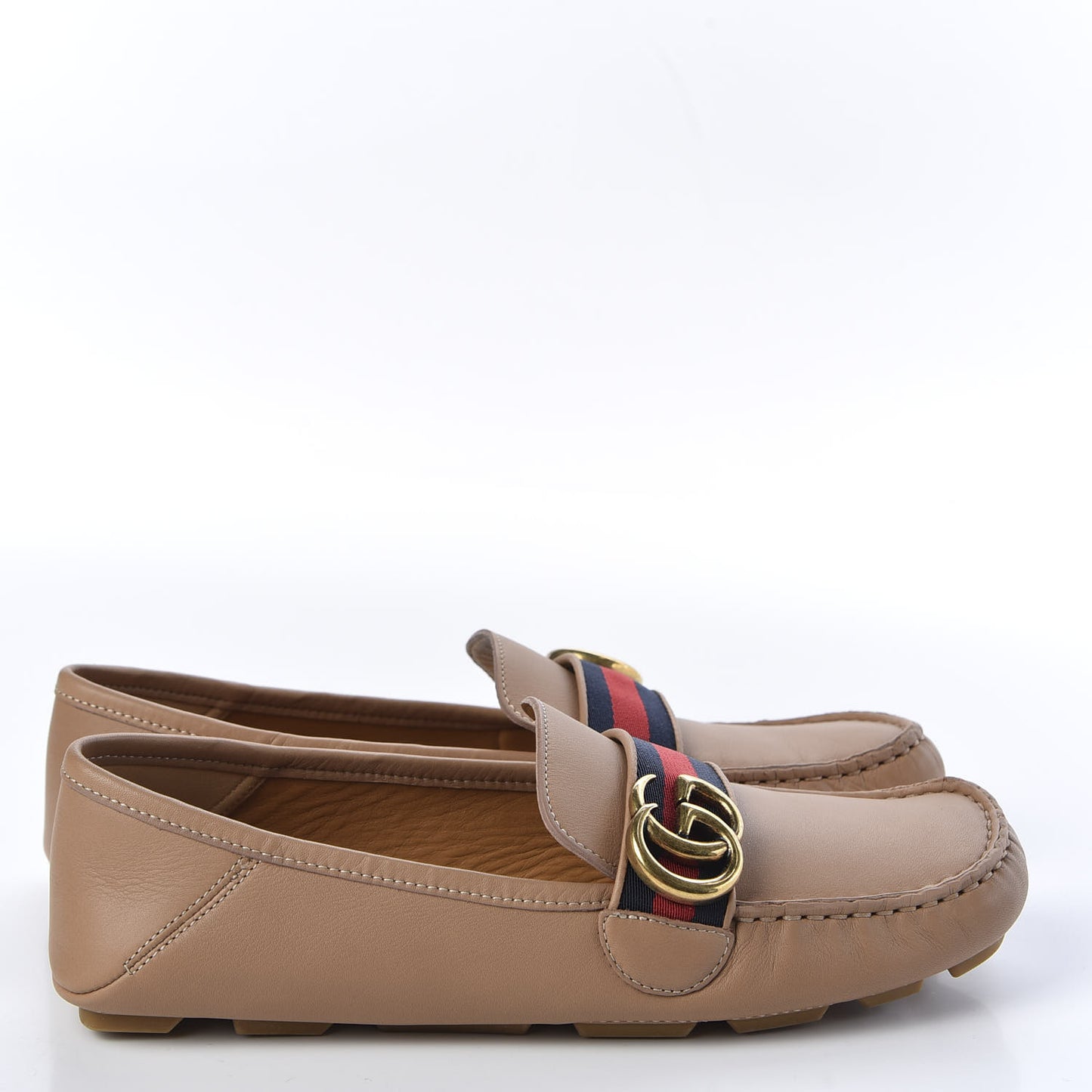 Calfskin Womens Noel Web Driver Loafers 38.5 Camelia