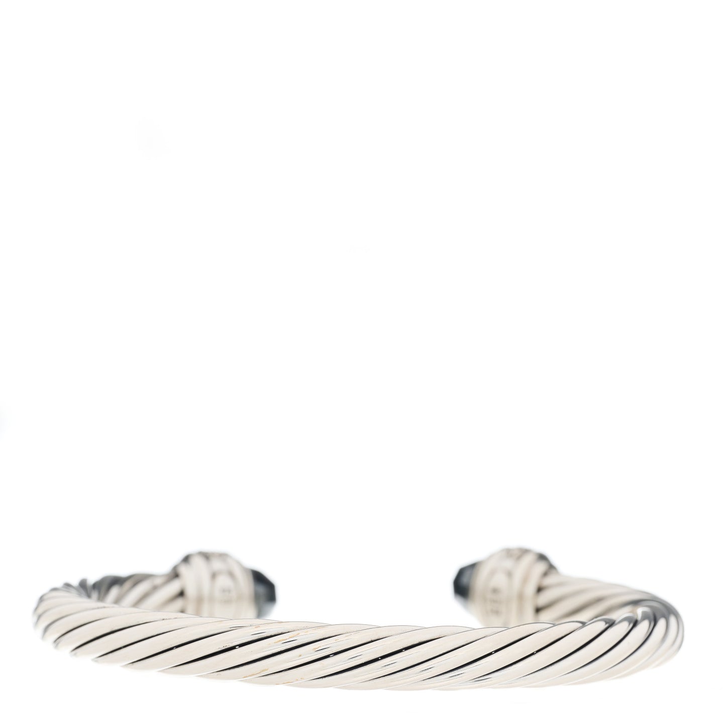Sterling Silver Diamond Hematite 7mm Cable Classics Bracelet