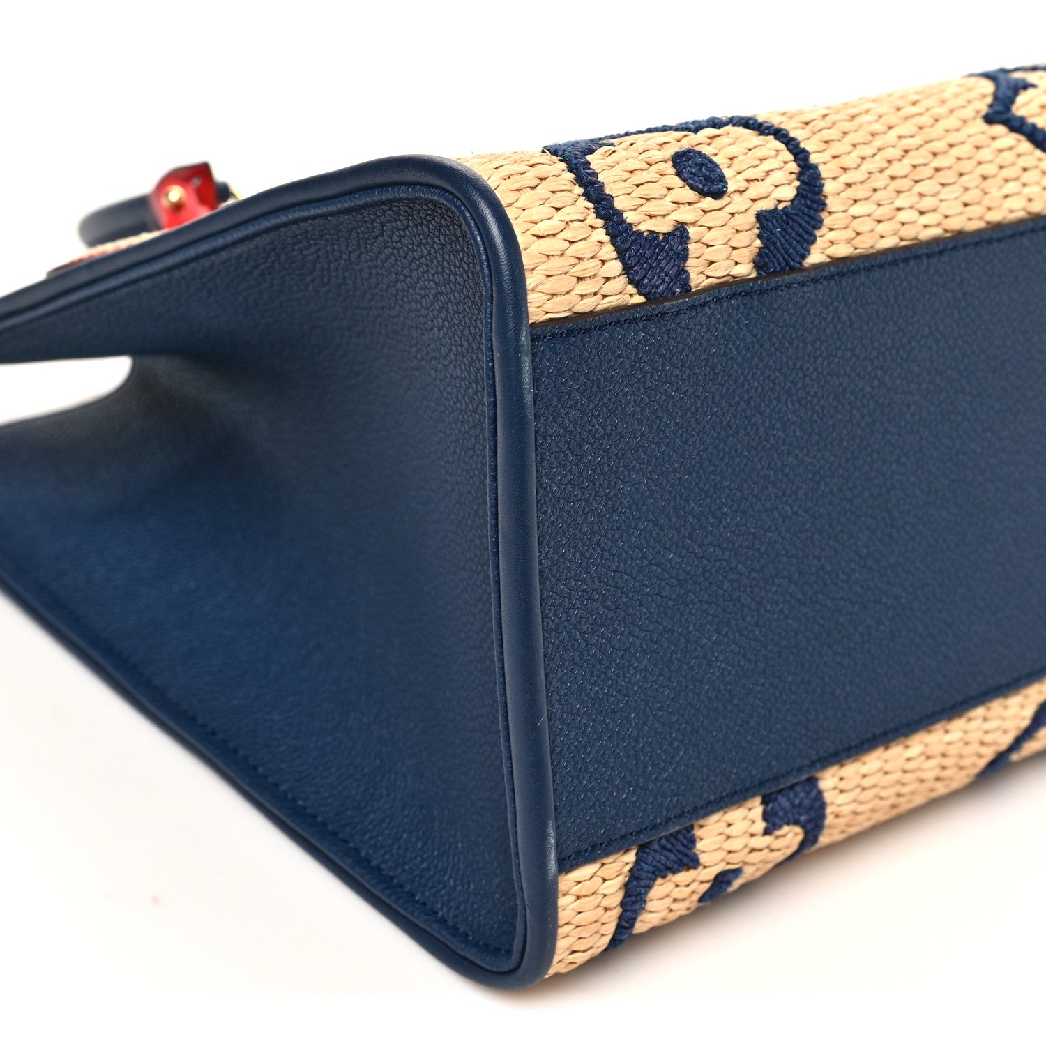 Louis Vuitton Raffia Calfskin Monogram Giant Onthego MM Blue 8 of 9