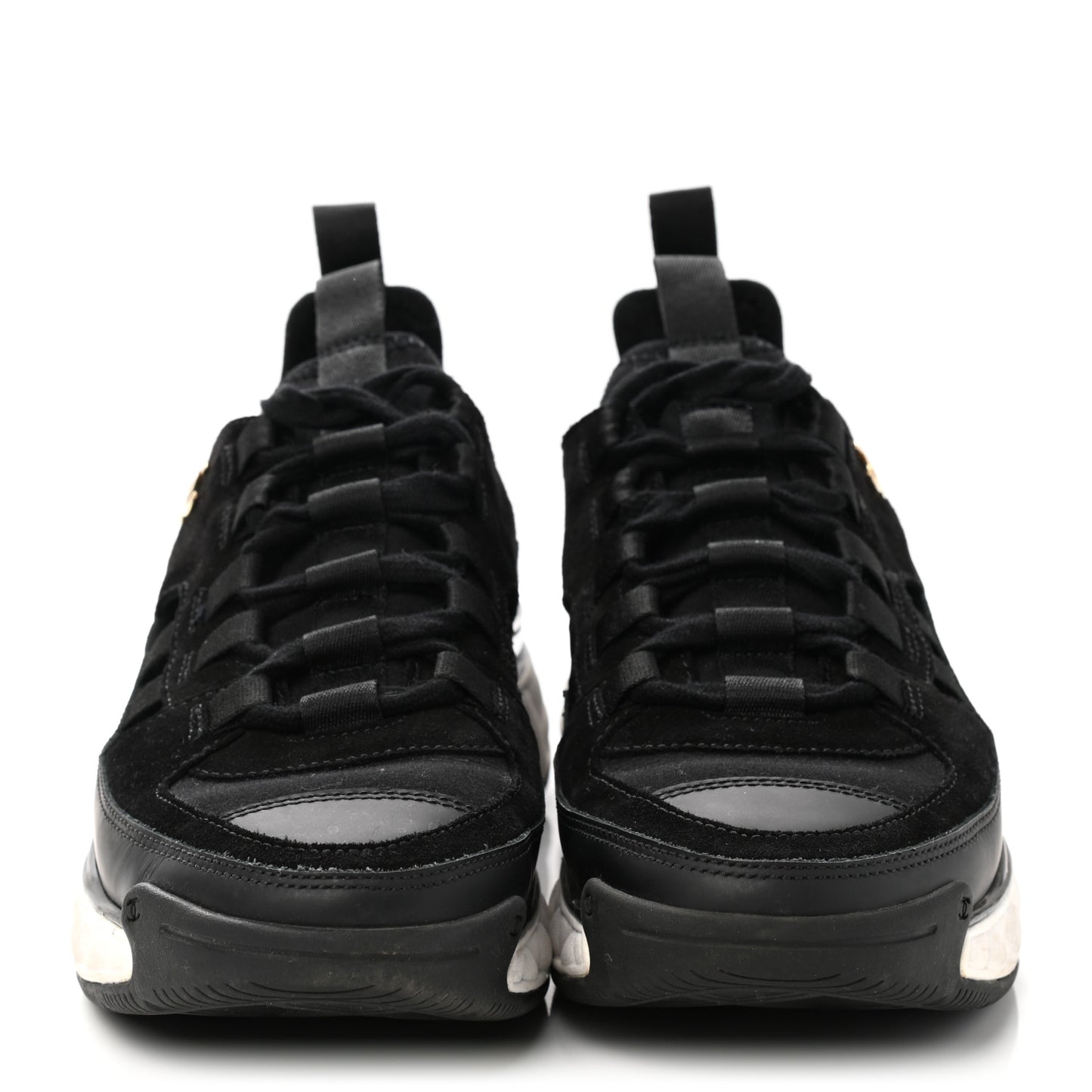 Velvet Calfskin Mixed Fibers CC Sneakers 36.5 Black