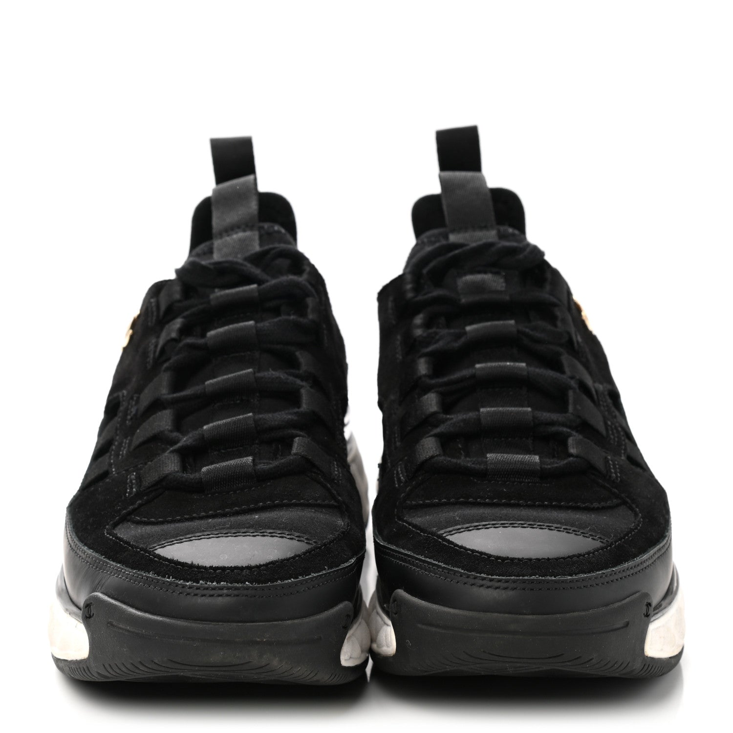 Chanel Velvet Calfskin Mixed Fibers CC Sneakers 36.5 Black 2 of 9