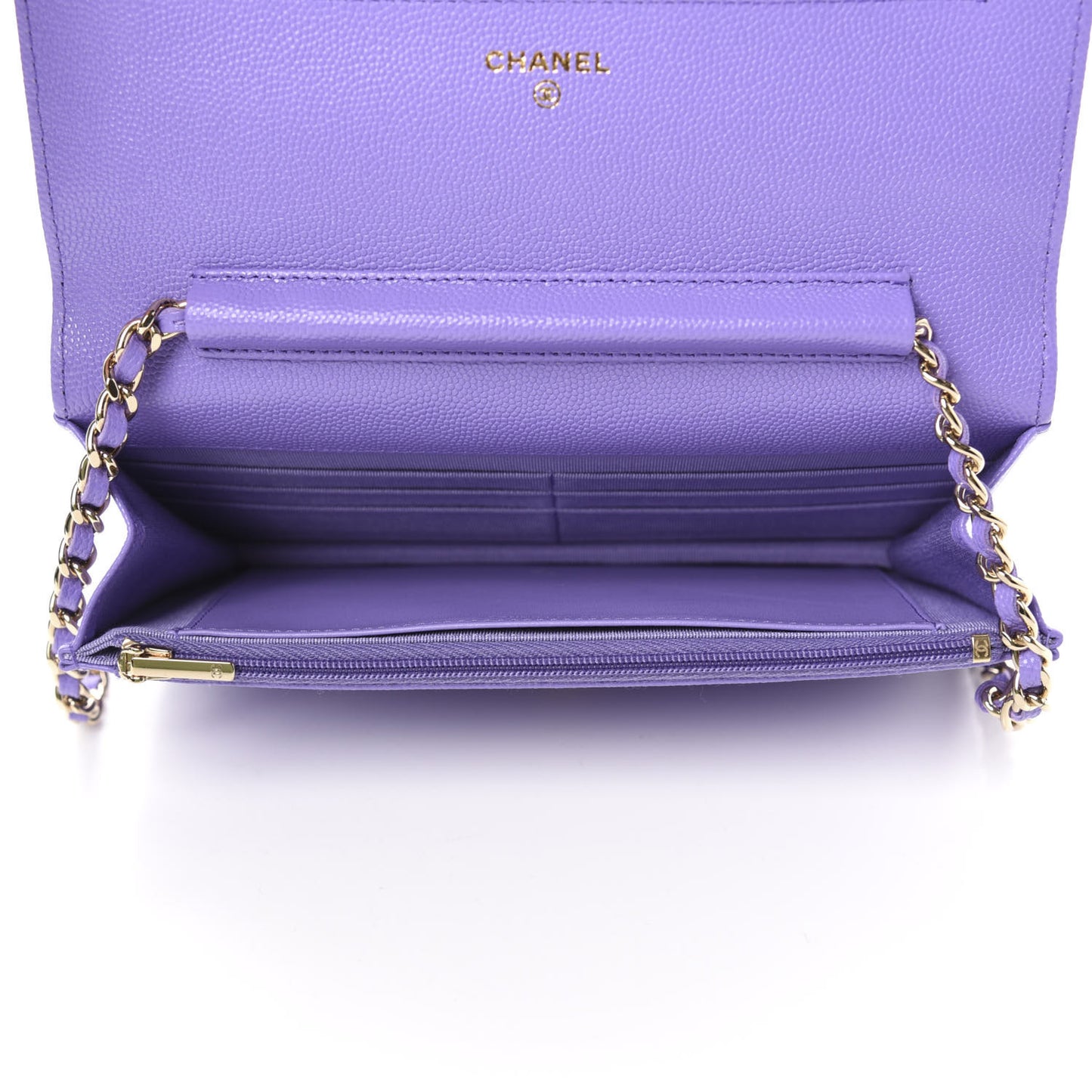 Caviar Quilted Wallet On Chain WOC Purple