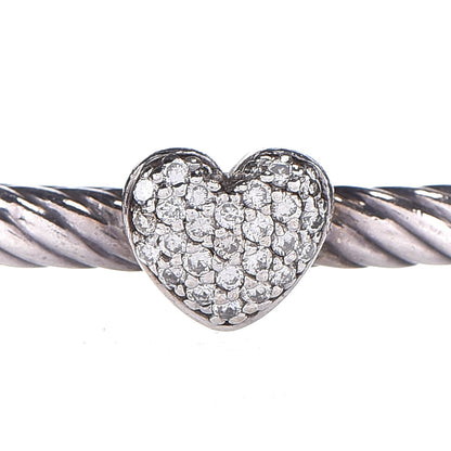 David Yurman Sterling Silver Diamond 3mm Heart Cable Bangle 4 of 5
