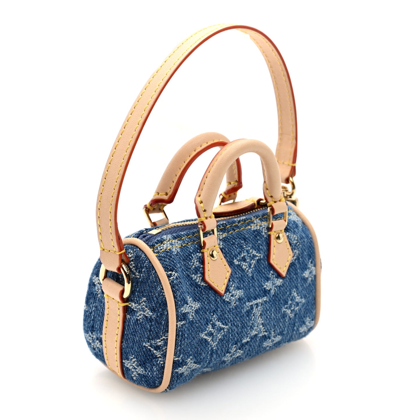 LV X TM Monogram Denim Cerises Micro Speedy Bag Charm Blue