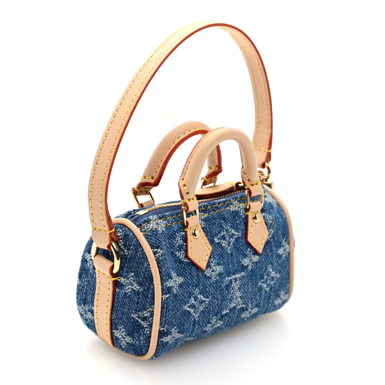 Louis Vuitton LV X TM Monogram Denim Cerises Micro Speedy Bag Charm Blue 3 of 9