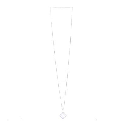 Van Cleef & Arpels 18K White Gold Chalcedony Magic Alhambra Pendant Long Necklace 3 of 6