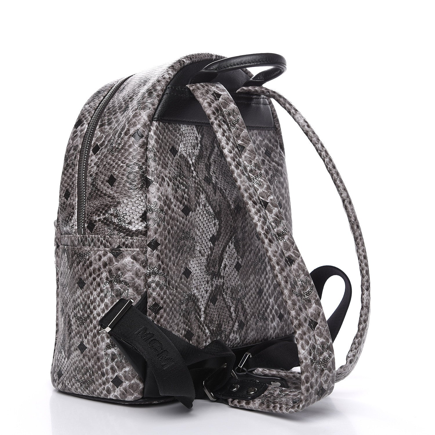 MCM Visetos Snakeskin Printed Small Stark Backpack Light Grey 3 of 9