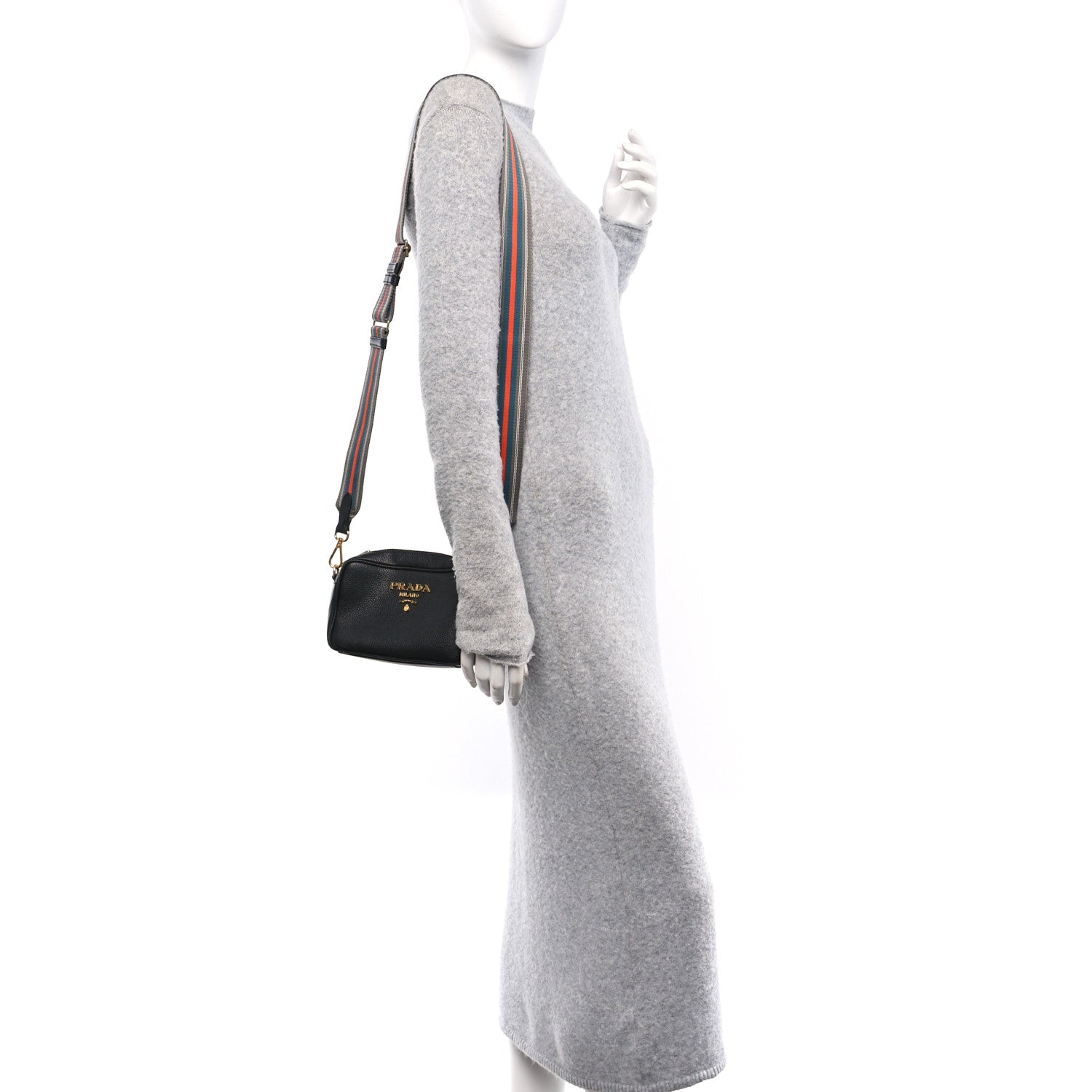 Prada Vitello Daino Camera Crossbody Black 2 of 9