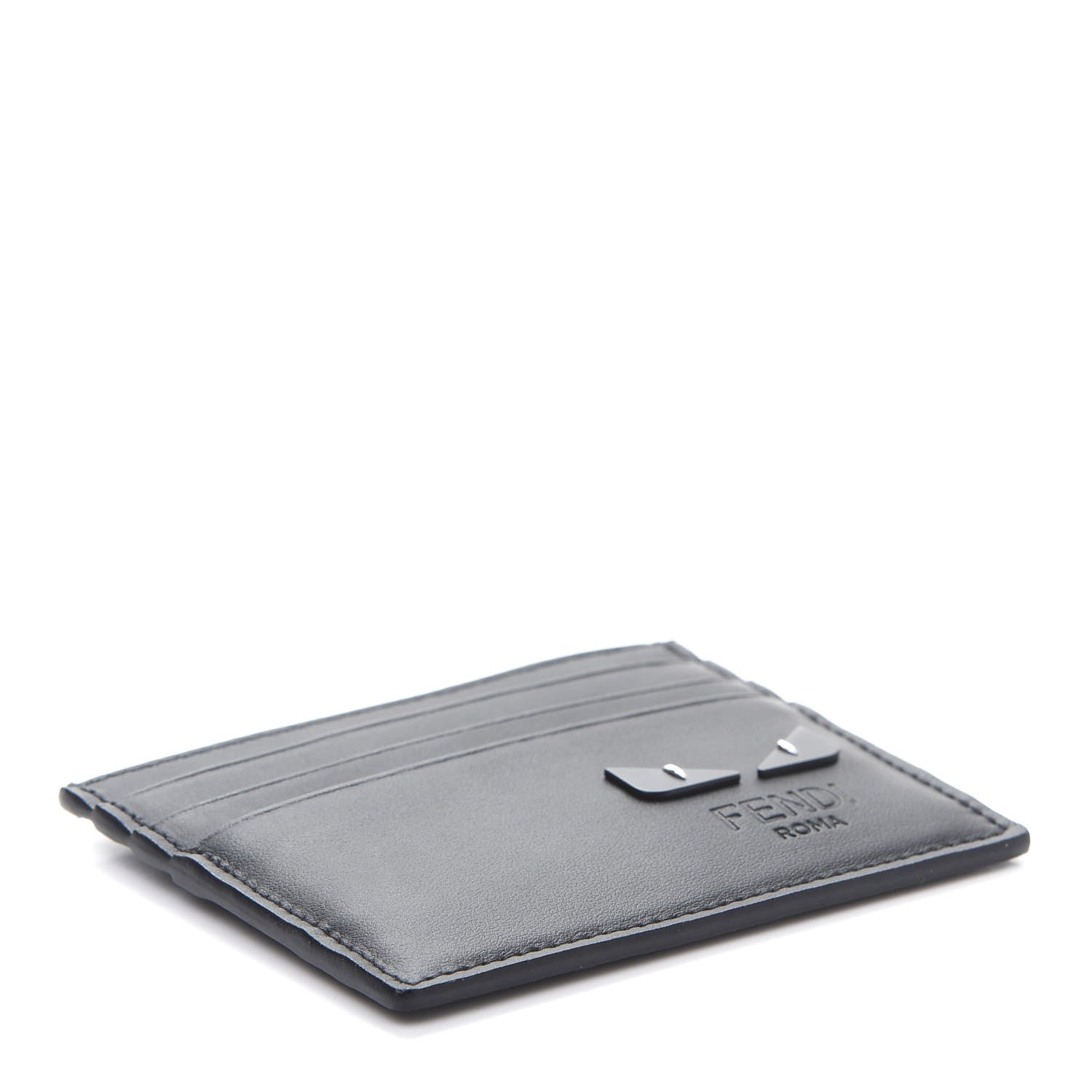 Fendi Vitello Century Mini Bug Eyes Card Holder Black 4 of 10