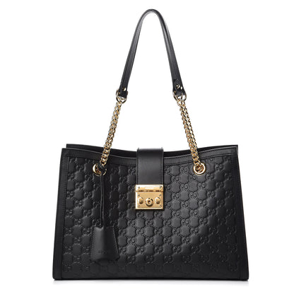 Gucci Guccissima Medium Padlock Tote Black 1 of 10