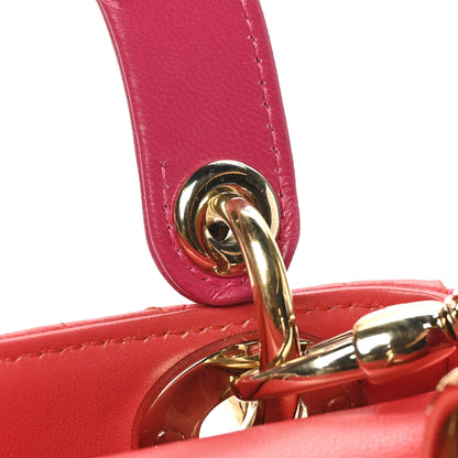 Christian Dior Lambskin Cannage Mini Bi-Color Lady Dior Red Fuchsia 11 of 11
