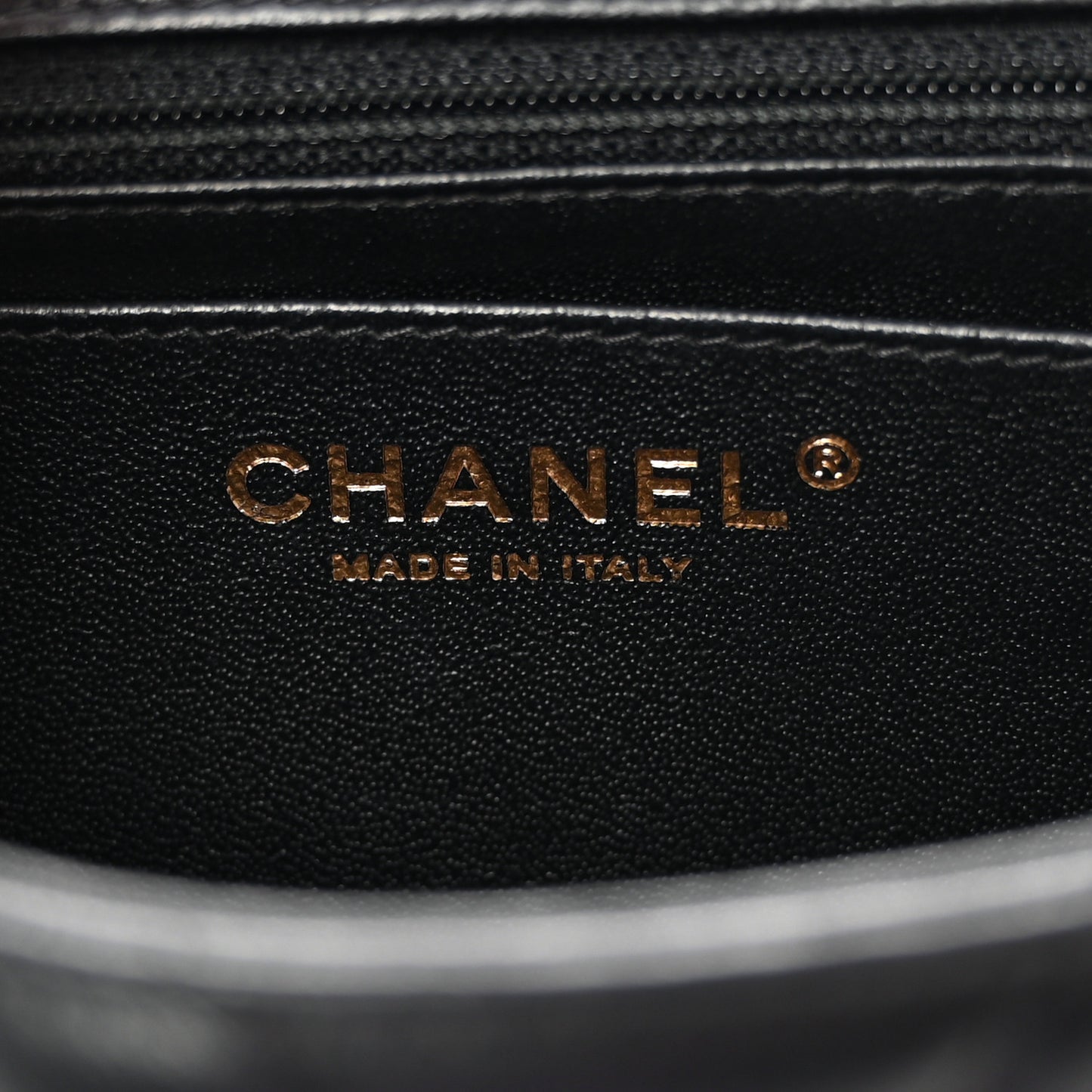 Lambskin Chevron Quilted Mini Square Flap Black
