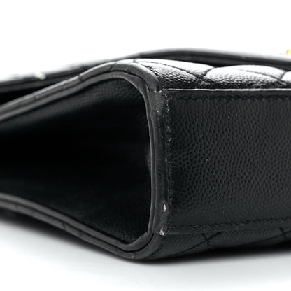 Saint Laurent Grain De Poudre Textured Mixed Matelasse Triquilt Medium Monogram Satchel Black 8 of 10