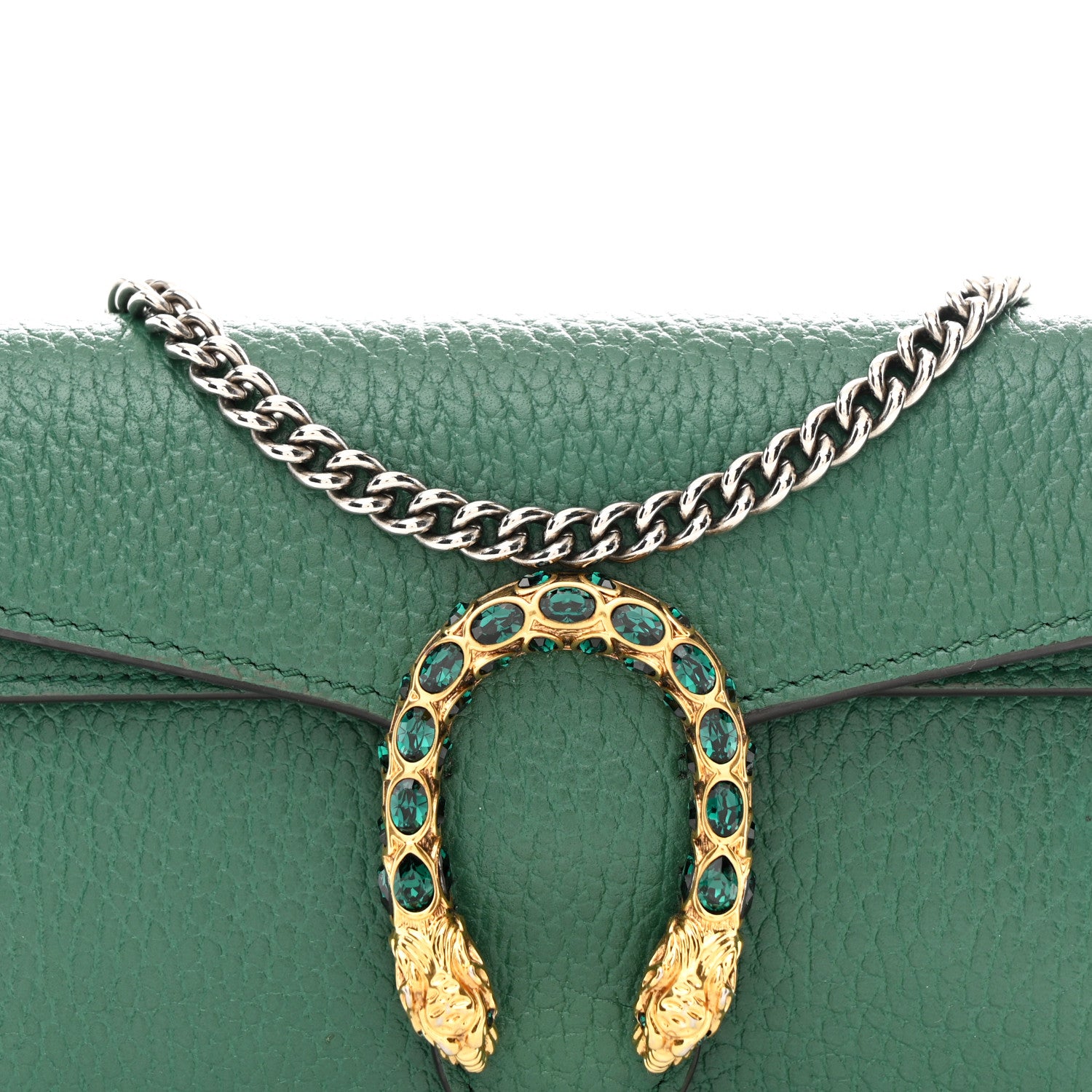 Gucci Dollar Calfskin Crystal Super Mini Dionysus Shoulder Bag Emerald 7 of 9