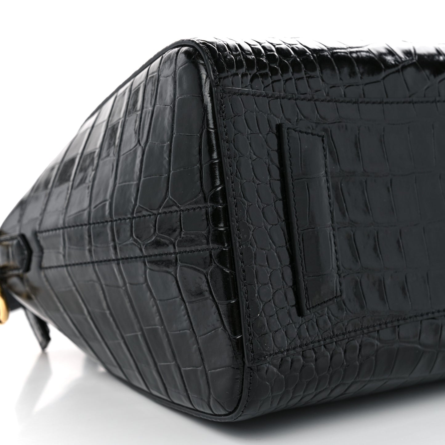 Calfskin Crocodile Embossed Small Antigona Black