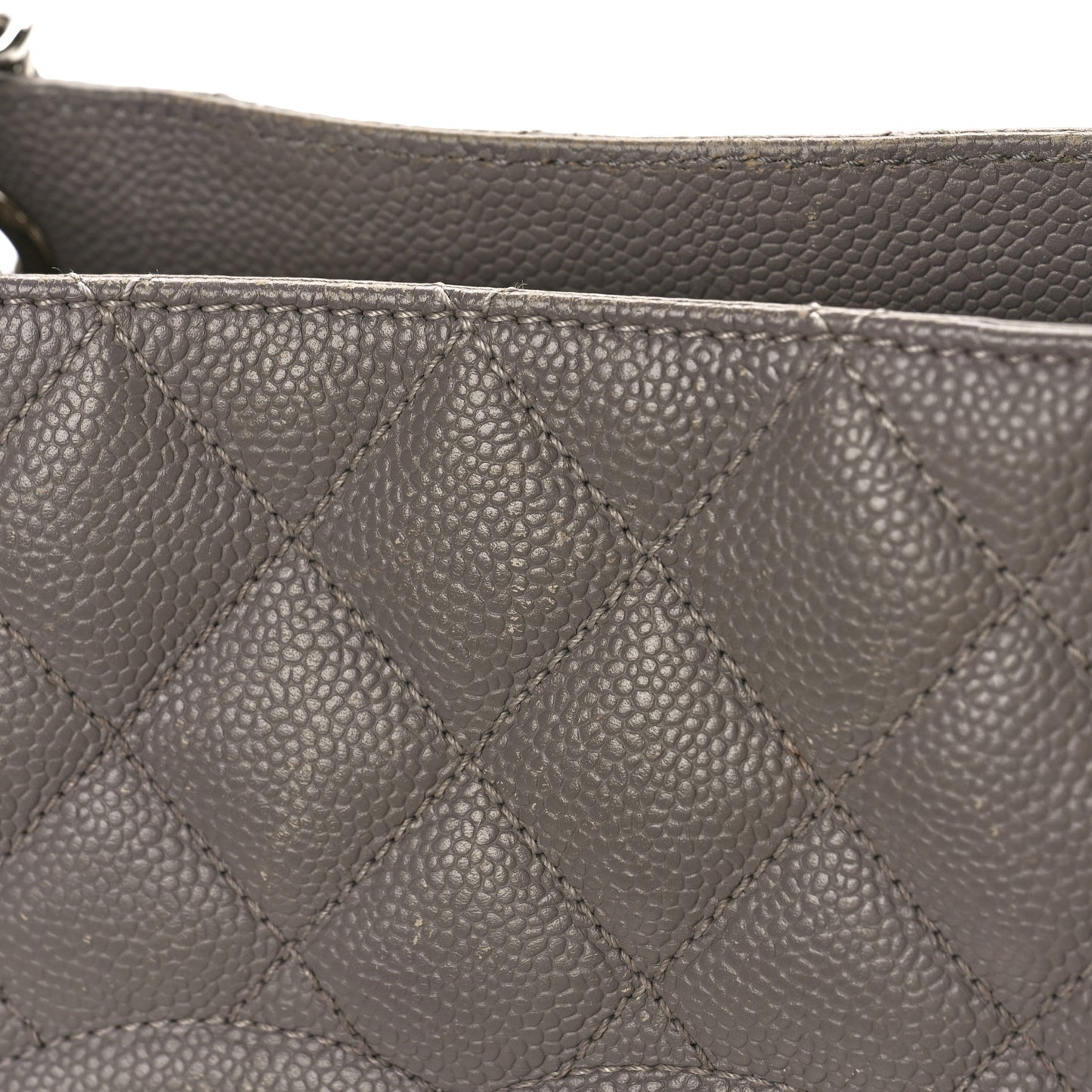 Caviar Quilted Grand Shopping Tote GST Light Grey