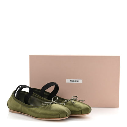 Miu Miu Satin Ballerina Flats 36.5 Oliva 10 of 10