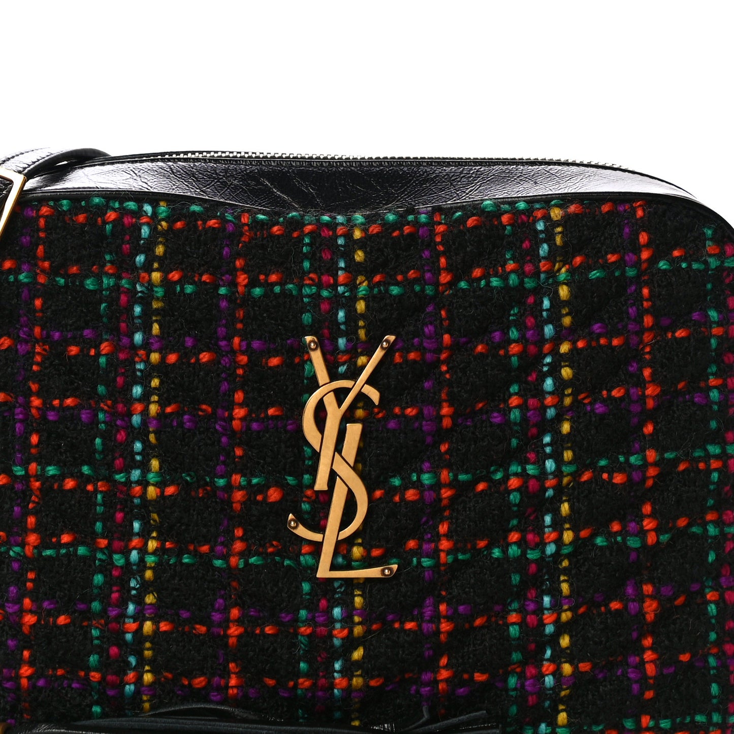 Tweed Calfskin Monogram Lou Camera Bag Black