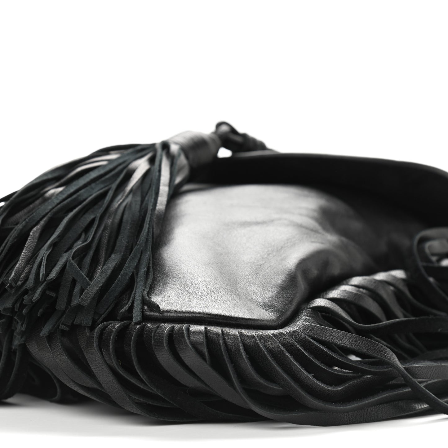 Lambskin Fringe Small Anita Crossbody Bag Black