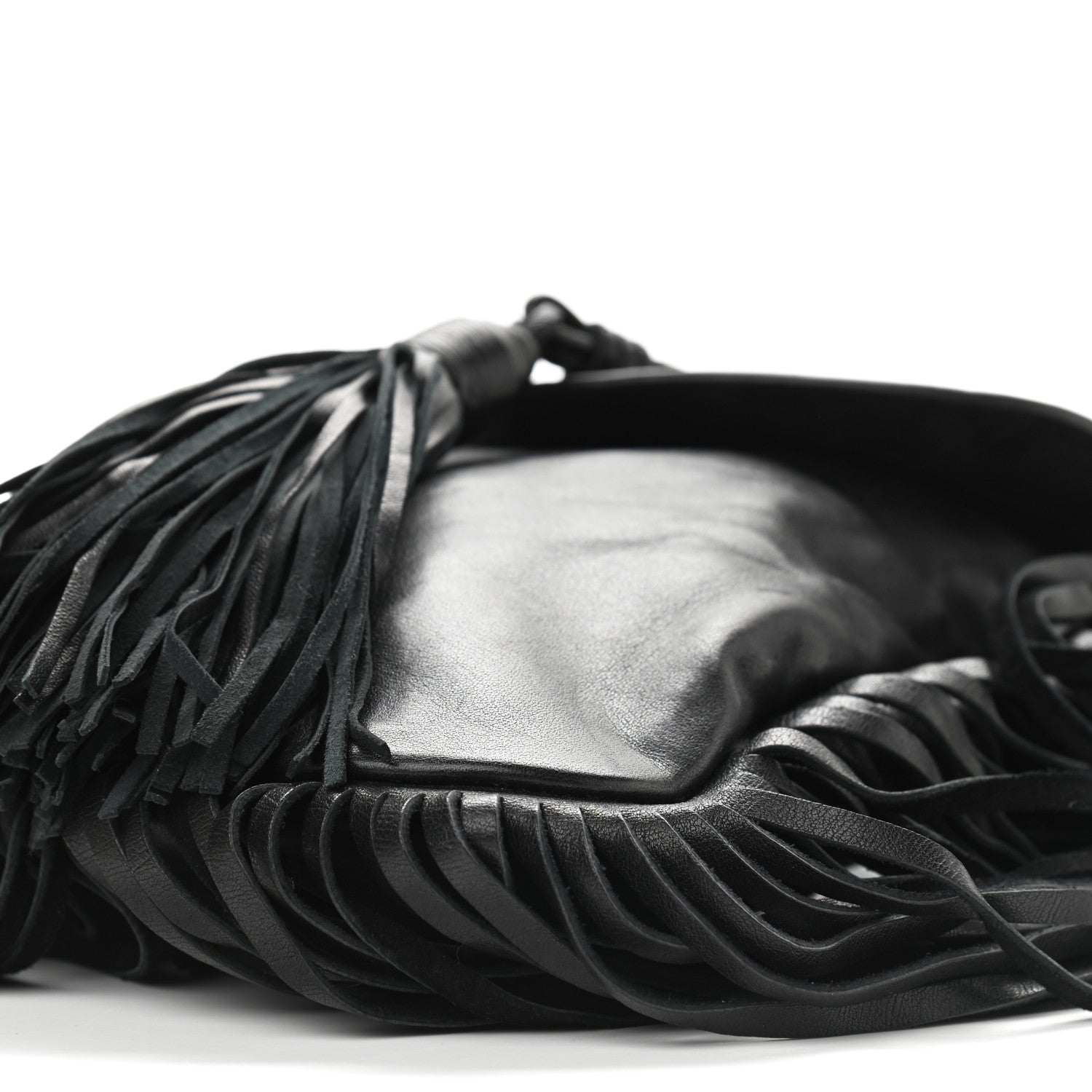 Saint Laurent Lambskin Fringe Small Anita Crossbody Bag Black 8 of 9