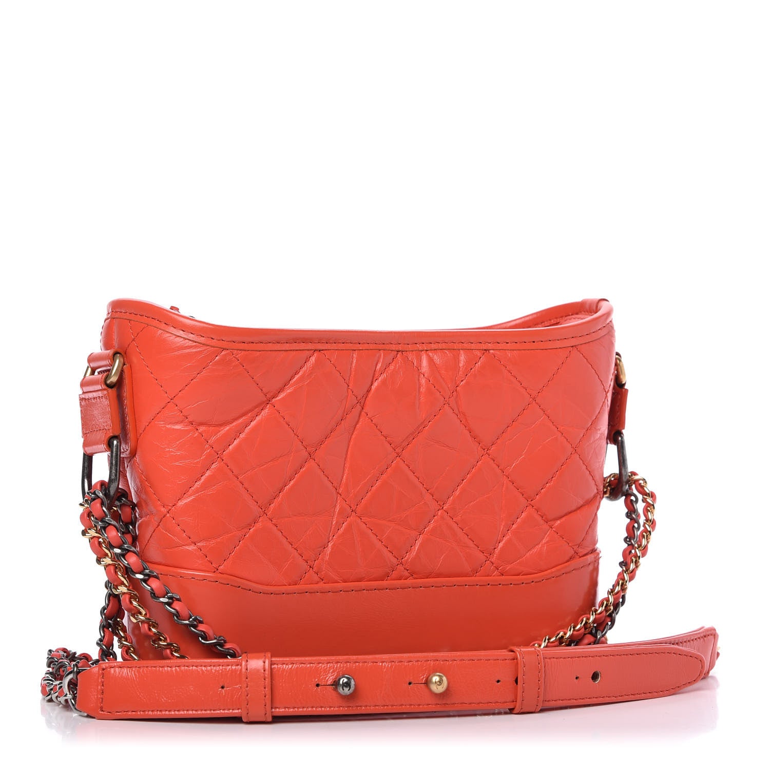Chanel Aged Calfskin Quilted Small Gabrielle Hobo Red 3 of 9
