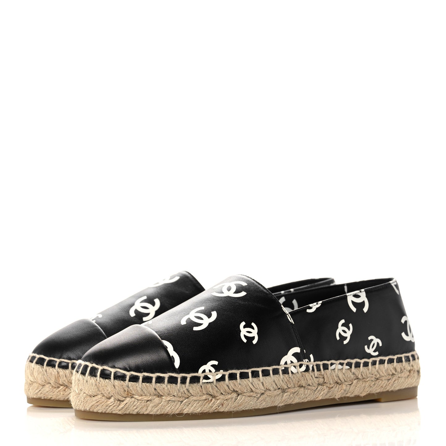 Lambskin Printed CC Espadrilles 37 Black White