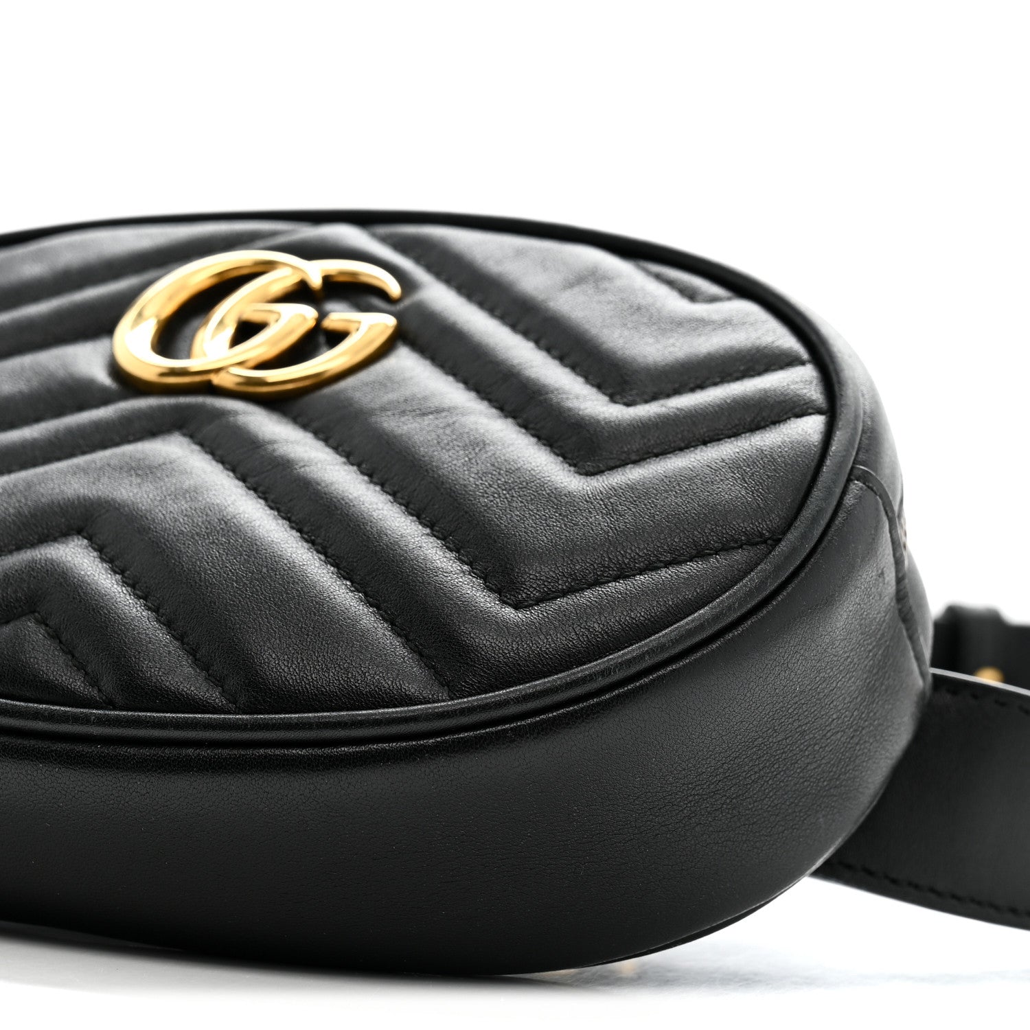 Gucci Calfskin Matelasse GG Marmont Belt Bag 85 34 Black 10 of 20