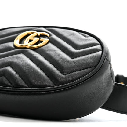 Gucci Calfskin Matelasse GG Marmont Belt Bag 85 34 Black 10 of 20