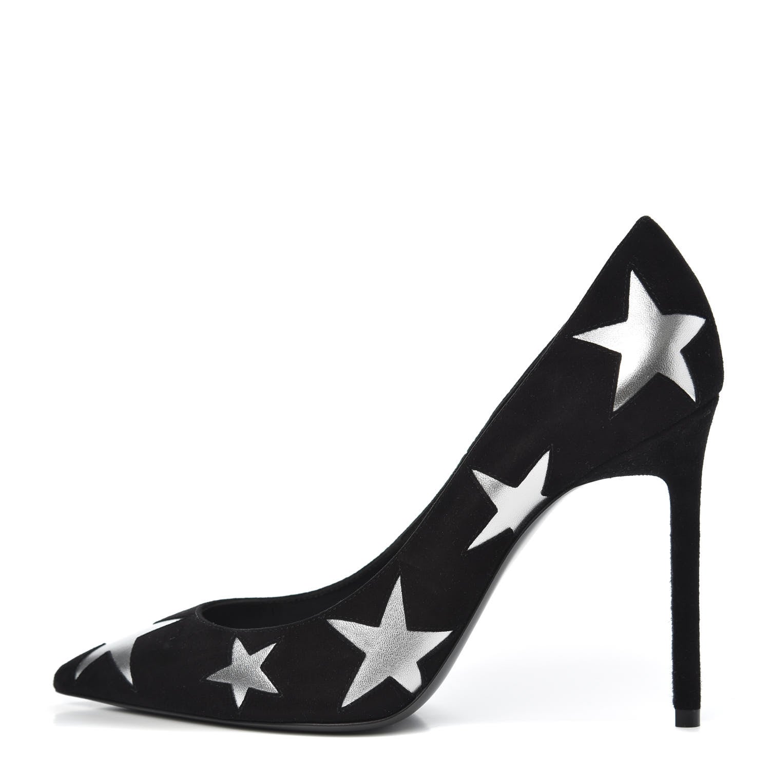 Saint Laurent Kid Scamosciato Anja Star 105 Pumps 38 Black Silver 1 of 9