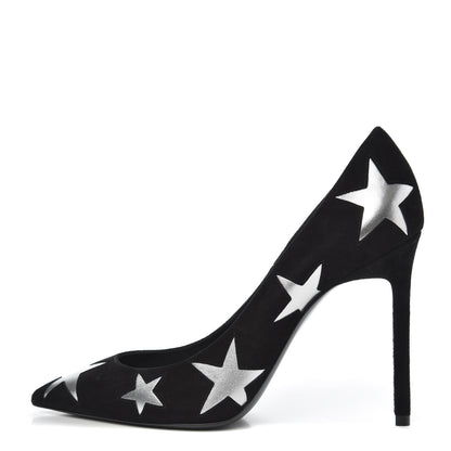 Saint Laurent Kid Scamosciato Anja Star 105 Pumps 38 Black Silver 1 of 9