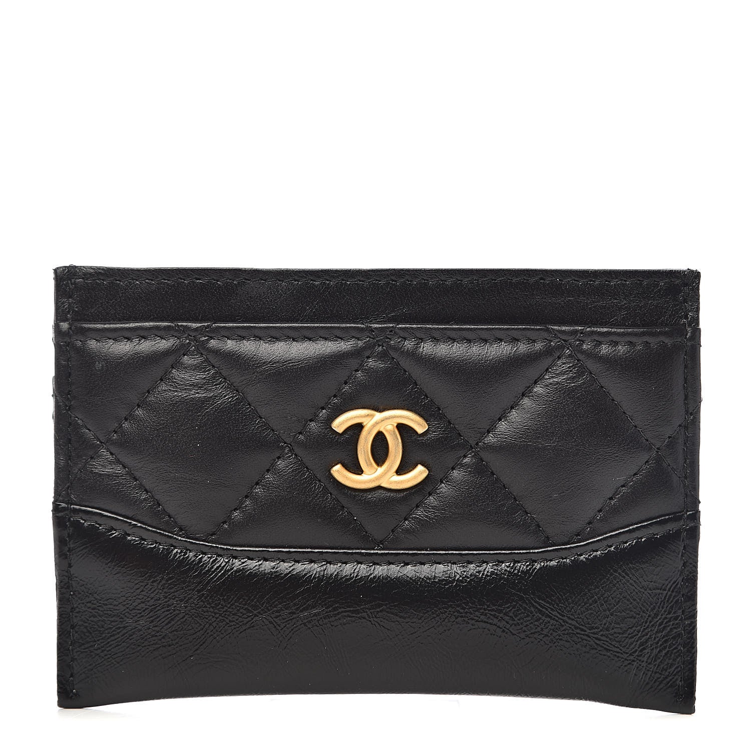 Chanel Aged Calfskin Quilted Gabrielle Card Holder Black 1 of 9