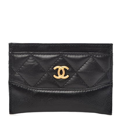 Chanel Aged Calfskin Quilted Gabrielle Card Holder Black 1 of 9