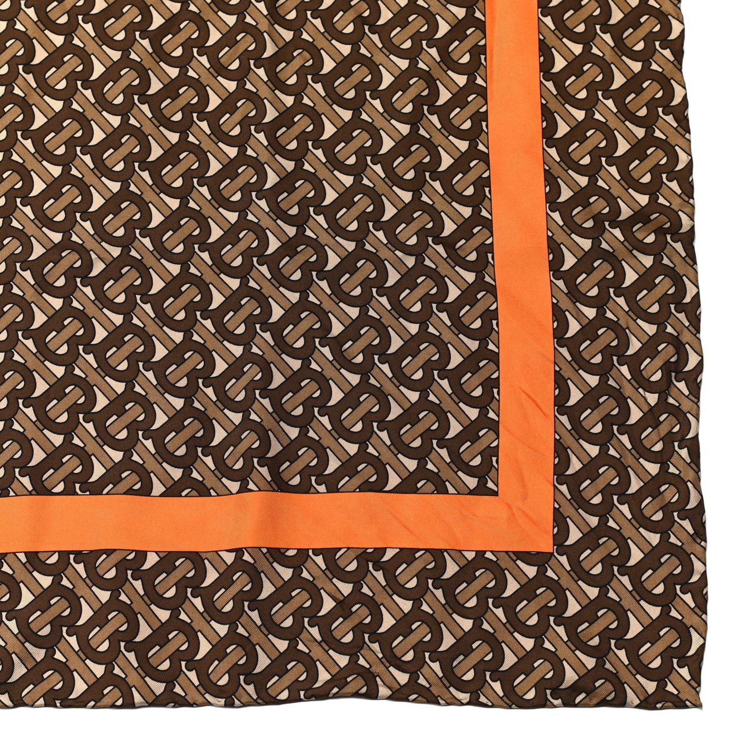 Silk Monogrammed TB Print Square Scarf Orange