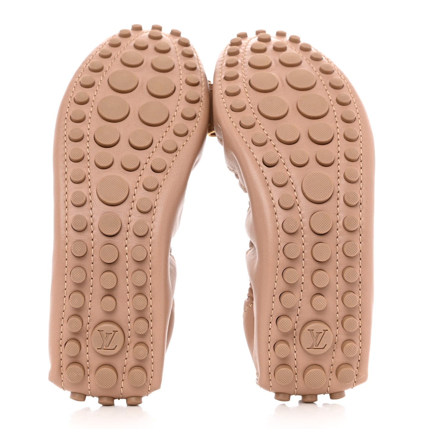 Calfskin Tempting Flat Loafers 37.5 Beige Rose