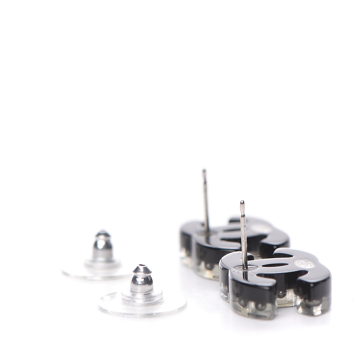 Resin CC Earrings Black White