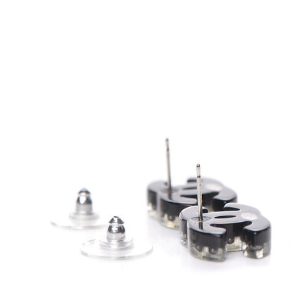 Chanel Resin CC Earrings Black White 3 of 5