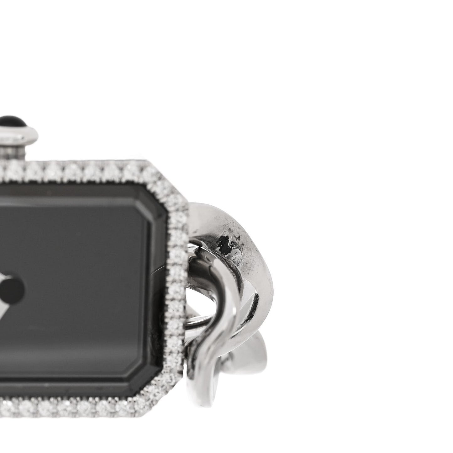 Stainless Steel Diamond Bezel 20mm Chain Premiere Quartz Watch Black
