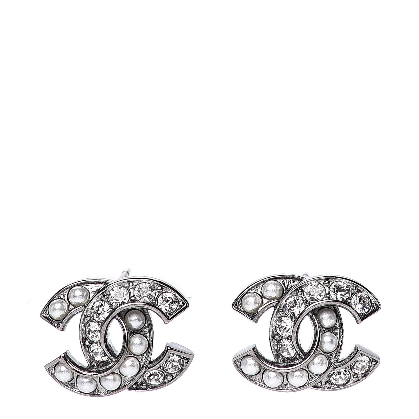 Ruthenium Crystal Pearl CC Earrings