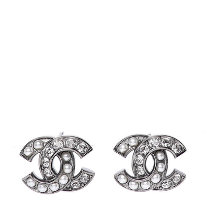 Chanel Ruthenium Crystal Pearl CC Earrings 1 of 5