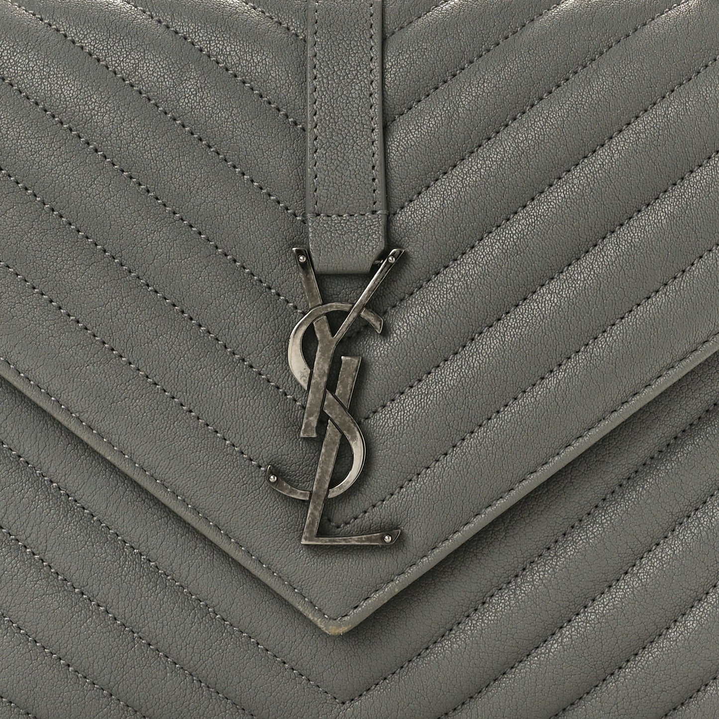 Sheepskin Matelasse Chevron Monogram Medium College Bag New Stone Grey